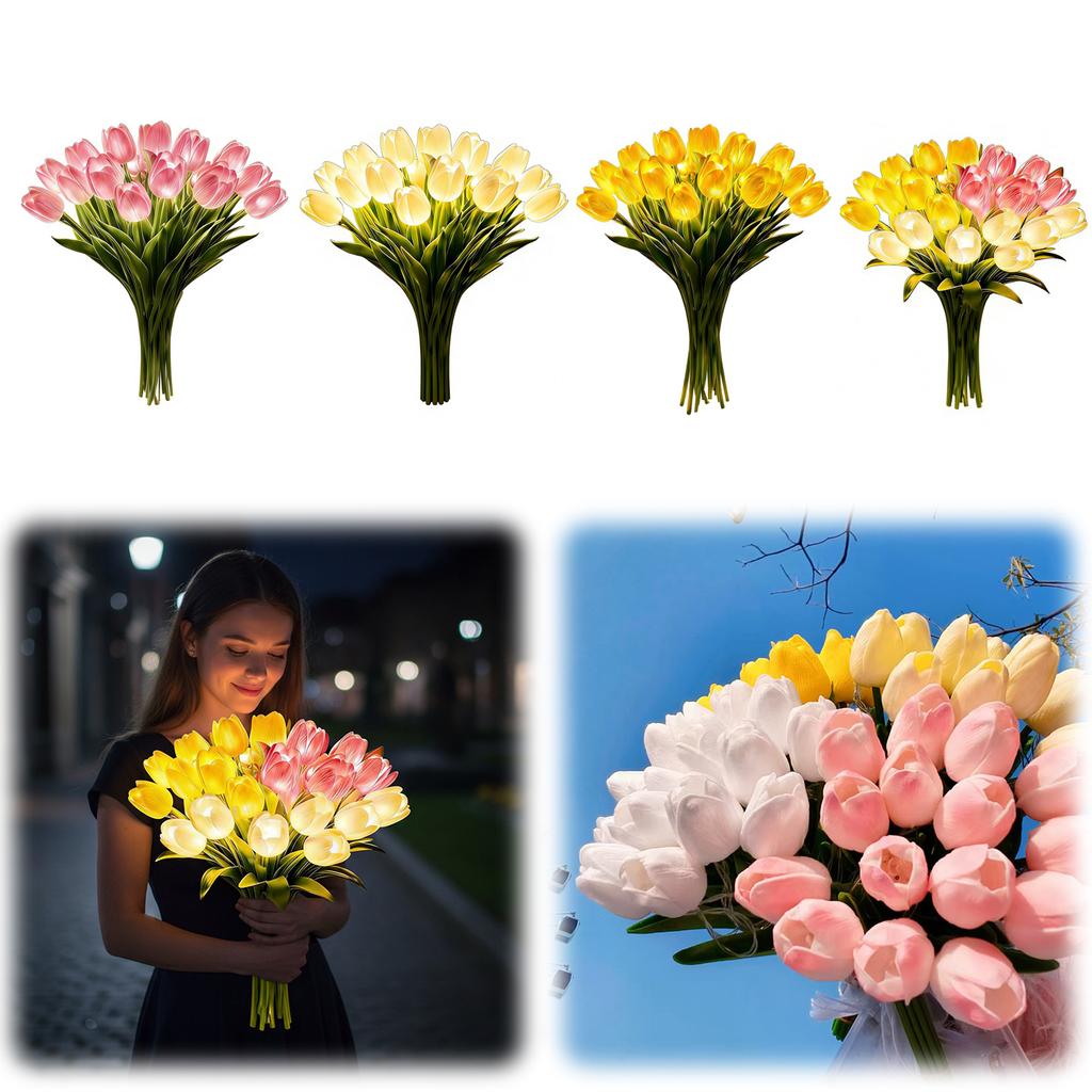 15Pcs LED Adjustable Tulip Lamp Night Simulation Flower Atmosphere Desk Light Room Table Decoration Lamp Gift for Girl friend