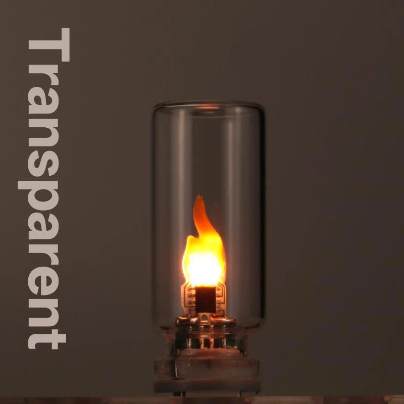 USB Powered Flame Flickering LED Candle Night Light Frosted Glass Cover for Bedroom Bedside Mood Lighting