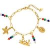 Cross-border Gold-plated Stainless Steel Seaside Animal-shaped Charm Bracelet Women Instagram-style Starfish Crab Shell Charms