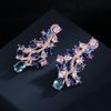 Idyllic Sapphire Tassel Earrings Cold Wind Jewelry Colored Zircon Earrings Long Ear Clips