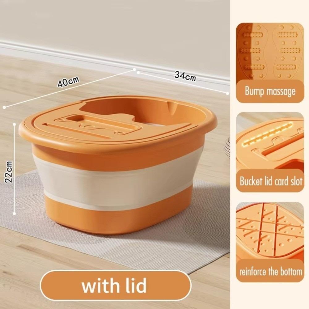 Portable Foldable Foot Bath Tub Square with Lid Foot Wash Basin Space-saving Design Plastic Adult Bathtub Bathroom Accessories оранжевый