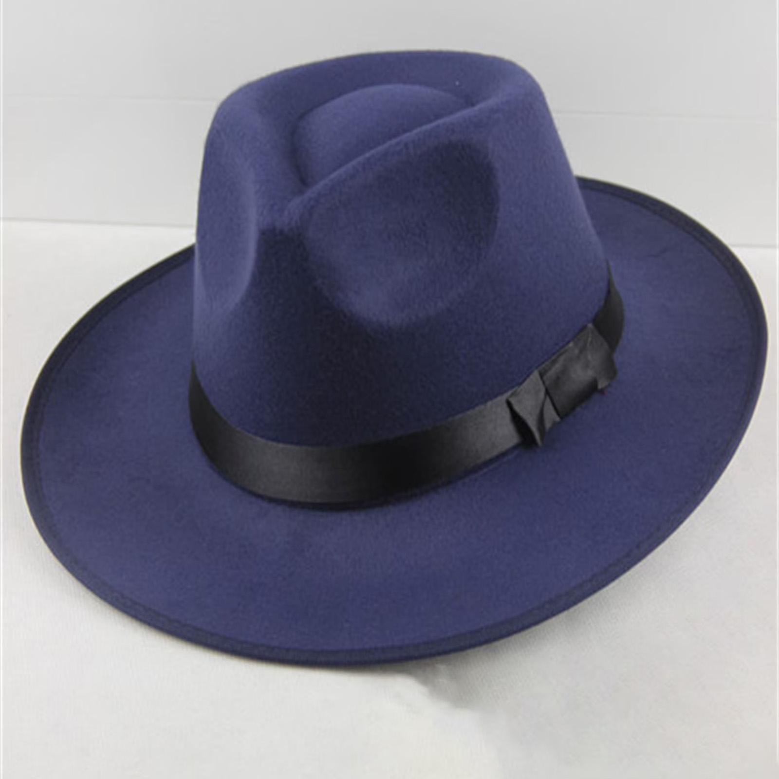 

Unisex Wide Brim Fedora Hat Soft Felt Sun Hat Vacation Hat Classic Design with Ribbon Band Suitable for Outdoor Casual Use One Size