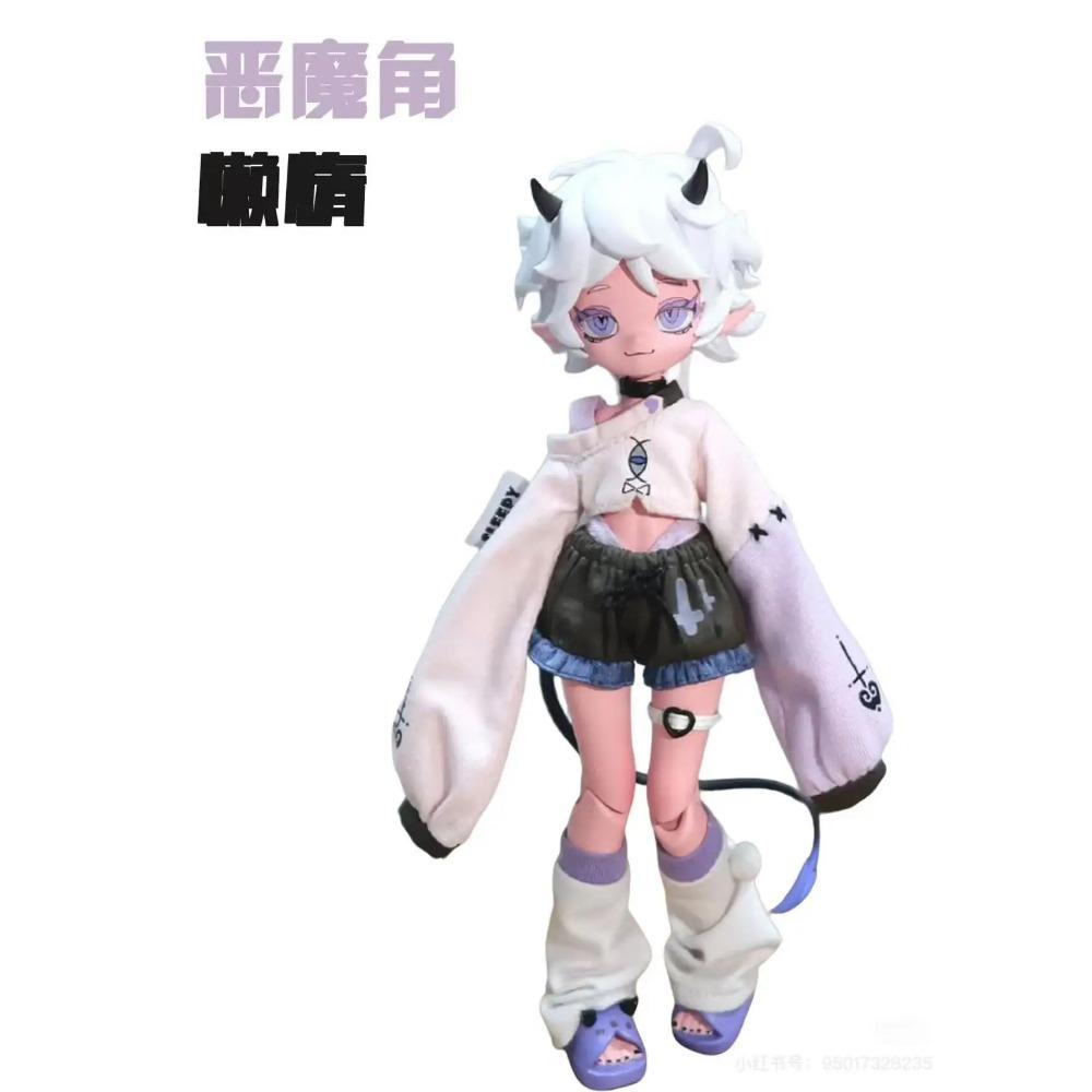 Cooze Bjd Devil'S Horns 1/8 Scale Movable Doll Ornament Blind Box Creative Desktop Collection Toys With Exquisite Joint Mobility