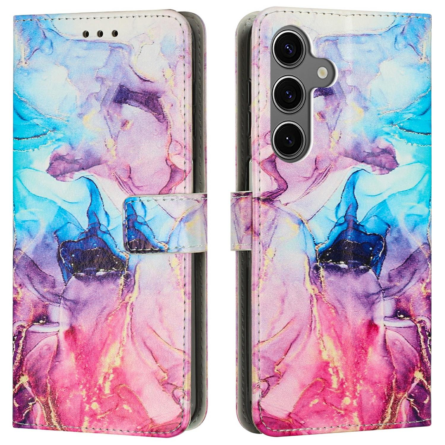 

For Samsung Galaxy A36 5G Stand Case Marble Pattern PU Leather Wallet Phone Cover Pink/Purple