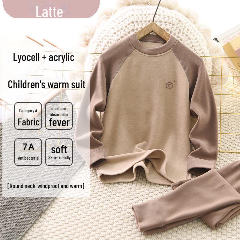 Children's Thermal Antibacterial Set: Autumn/Winter Thickened and Breathable Boy & Girl Top and Bottom with German Velvet
