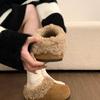 Temperament retro thick-soled fluffy slippers new autumn and winter outer wear bag head heightening cotton slippers