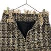 unused epine check tweed Mini skirt M Beige x black Fringe tagged Women Used