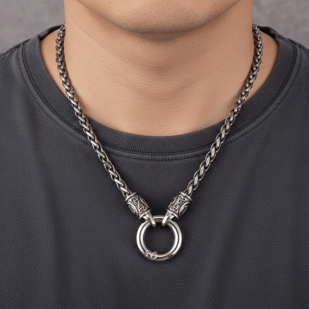 Collier Viking en Alliage de Zinc Fermoir Rond Ouvert Style Ethnique Choker Collier Chaîne Os de Dragon Rétro
