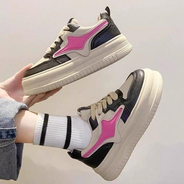 Platform White Shoes Children's Autumn New Ins Trendy Versatile Leather Casual Board Shoes