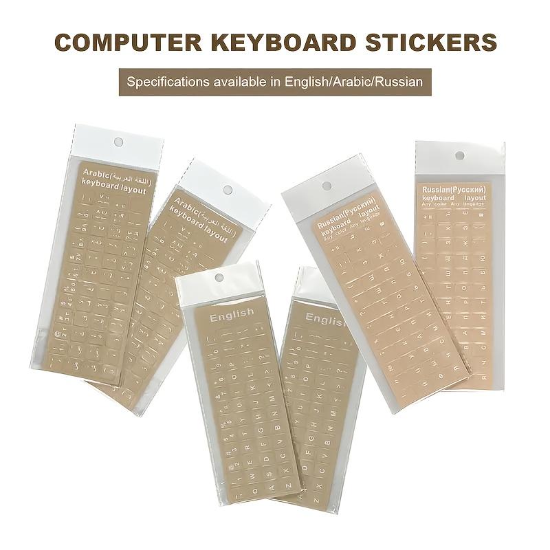 1pcs Russian/Arabic/English Transparent Frosted Computer Keyboard Stickers Foreign Language Keycaps White Letter High-Quality Wear-Resistant