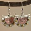 Vintage Semicircle Fan-Shaped Metal Carving Pattern Drop Dangle Earrings Personality Design 1Pair