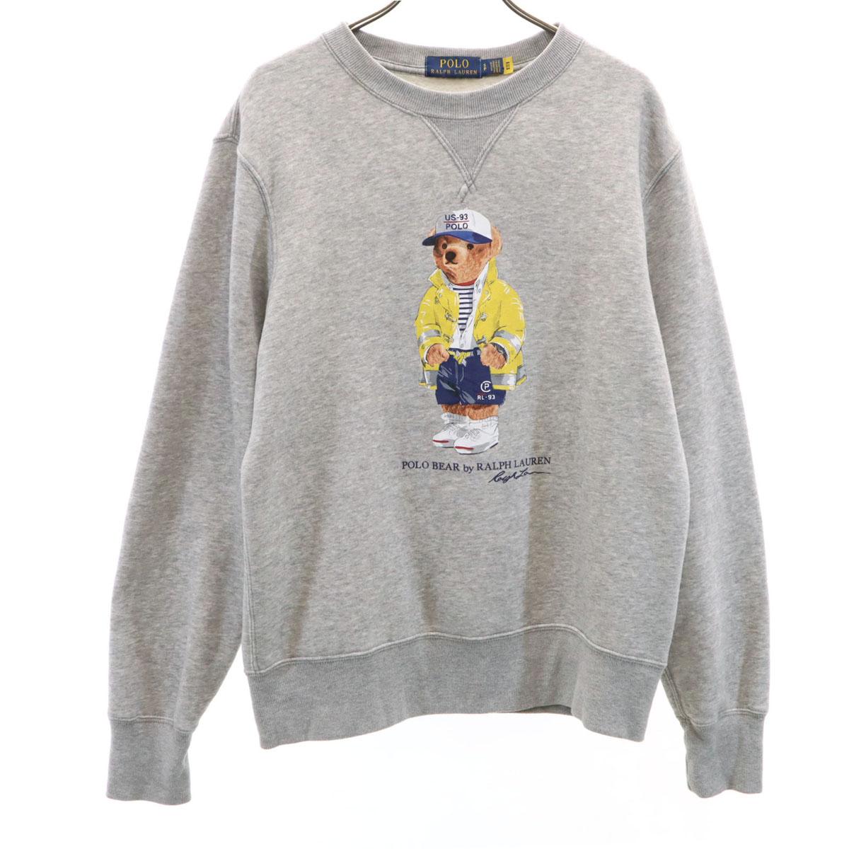 

POLO RALPH LAUREN Свитшот с длинным рукавом и принтом Polo Bear S серый Начес сзади Мужской Б/у