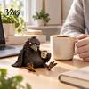 Funny Coffee Cup Raven Figurine with Mug, Resin Crow Statue, Realistic Animal Sophisticated Desk Accessory Ornament for Home Decor, Creative