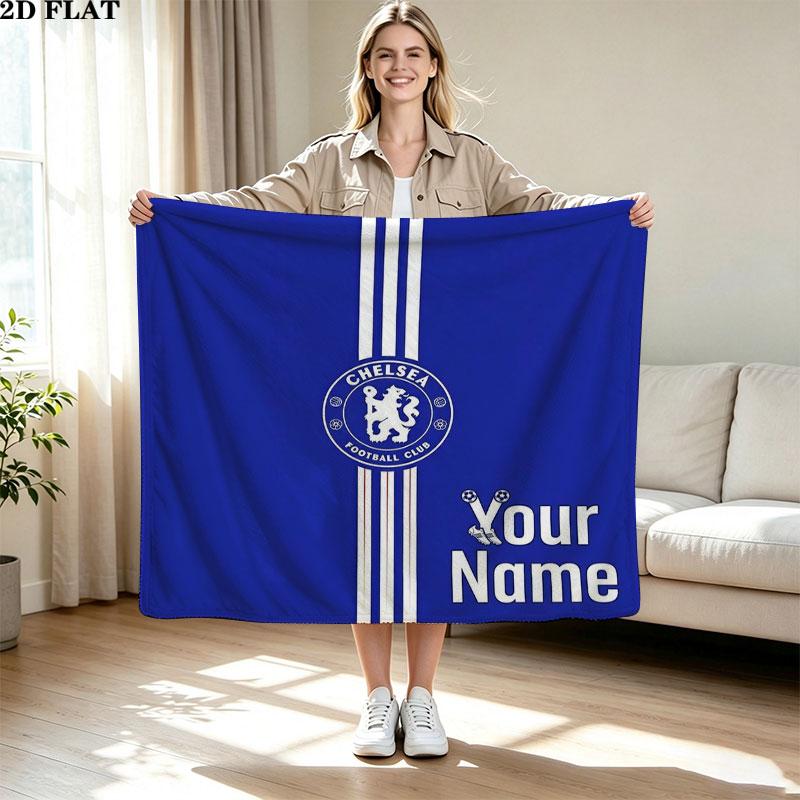1PC Chelsea F Custom Name Patterned Flannel Blanket Suitable For All Seasons for Home Decor Warmth and Comfort Gifts Holiday Present