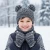 Thickened Baby Hat Scarf Gloves Set Warm Ears Kids Hat Set Fashion Toddler Knitted Hats  Girls