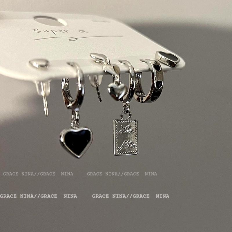 Six-Piece Indifferent Style Heart Stud Earrings 2022 – Trendy Women's Ear Cuffs Set