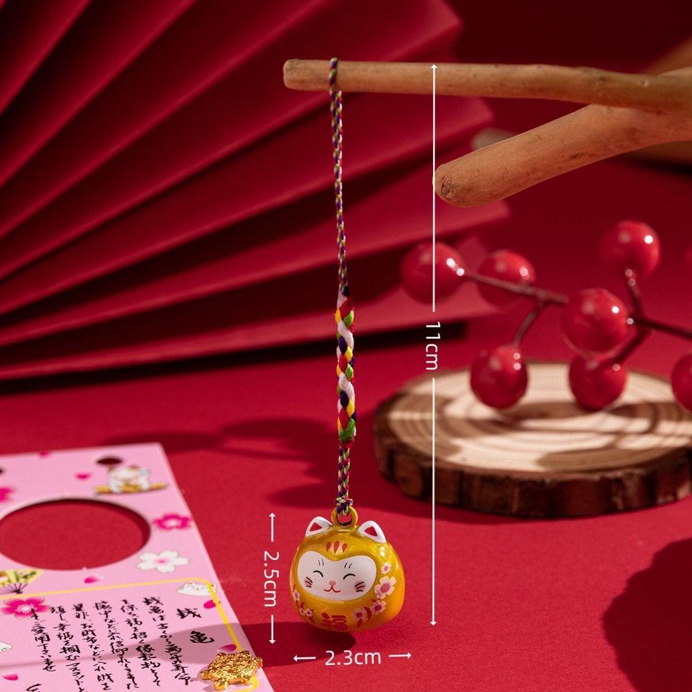 Bring Wealth Cat Bells Pendant Cat Daruma Bells Pendant Key Chain  Handbag Accessories