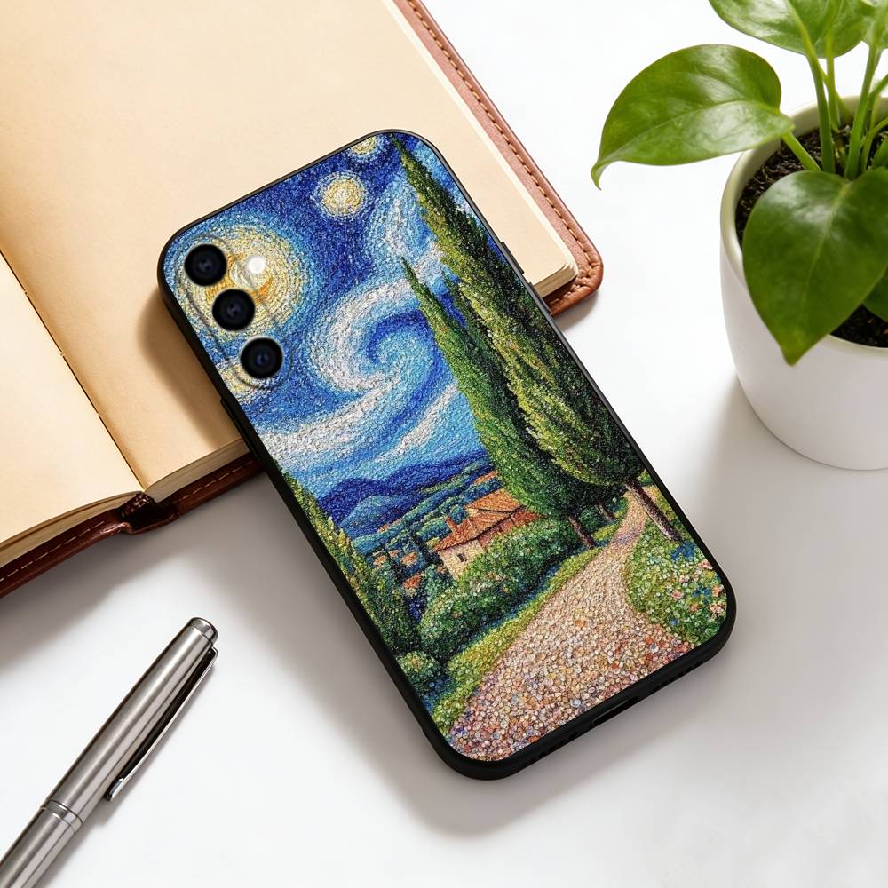 Oil painting Phone Case For Samsung Galaxy A73,A72,A71,A70,A53,A52,A51,Soft Silicone Black Cover