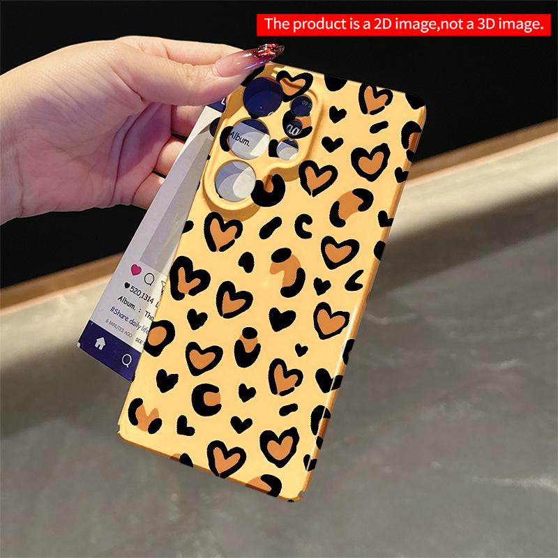 2DFlat Samsung phone case Leopard Heart Pattern Phone Case Applicable to Galaxy S22 S23 S24 S25ULTRA S26 A12 A13 A14 A15 A16