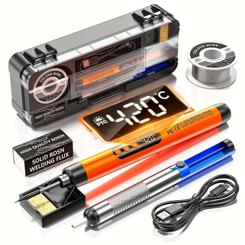 USB Rechargeable USB Soldering Iron Set Adjustable Temperature Cordless Soldering Pen Set  Home Use