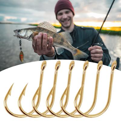 100Pcs/Box Metal Fishhook 3-12# 10 Sizes Heavy Duty Barbed Fishing Hook Freshwater Saltwater Bass Trout Walleye Fishing Accessories