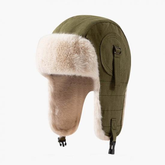 Женская теплая ушанка на искусственном меху для улицы, в русском стиле, с клапанами на уши, зимняя армия зеленый