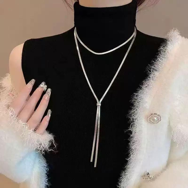 Hot Sale Adjustable Alloy Chain Simple Fashion Premium Sense Pull-out Titanium Steel Necklace Women's Versatile Clothing Accessories