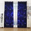 2pcs Fantasy Blue Night Starry Sky Printed Window Curtain - Rod Pocket Window Treatment for Home Decor and Room Decoration