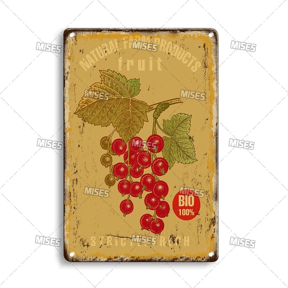MISES Fruit And Vegetable Metal Poster Decorative Plate Kitchen Vintage Poster Home Bar Farm Industrial Decor Metal Tin Sign