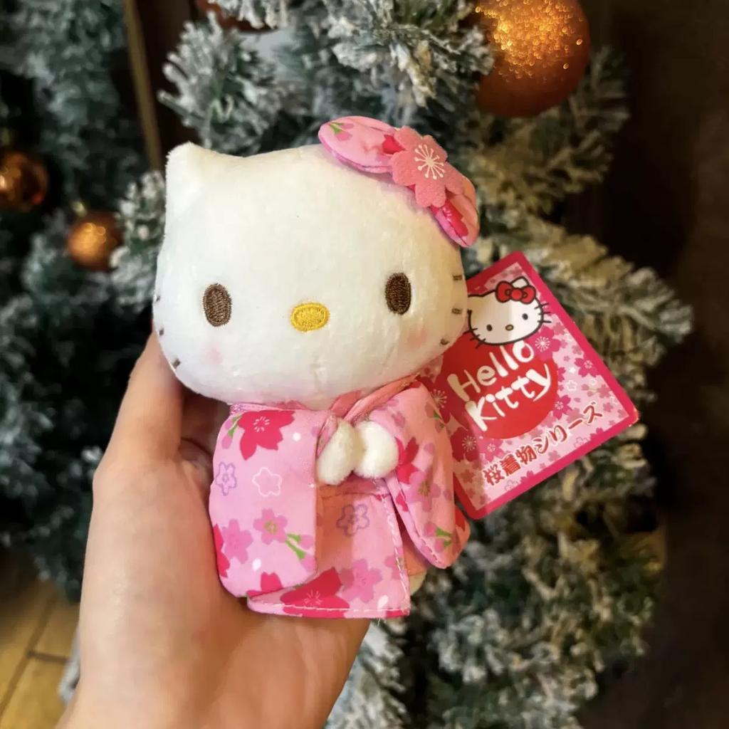 Cute KTcat Plush Dolls Keychain Kimono Themed Bag Pendant Soft Plush Accessories Cat Key Pendant for Girls Birthday Gift Toys