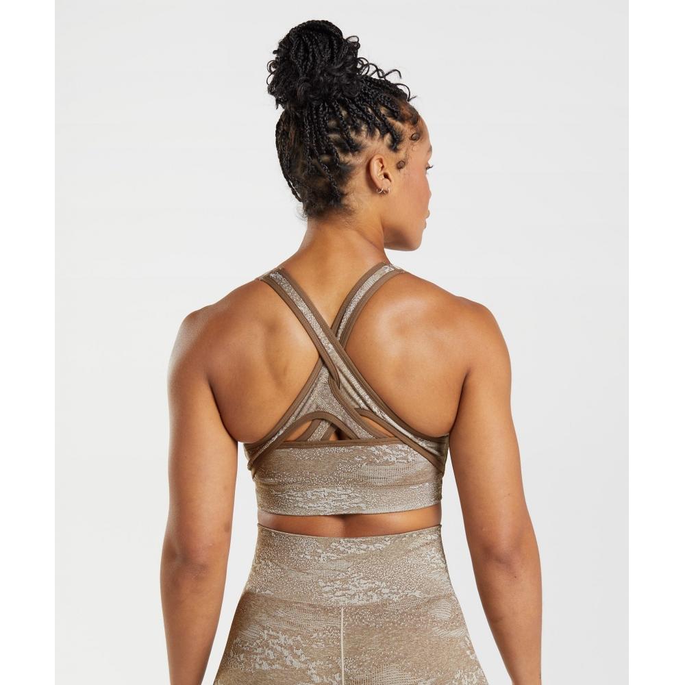 Gymshark Adapt Camo Seamless Sports Bra Pebble Grey Soul Brown B3a4d Gbwl