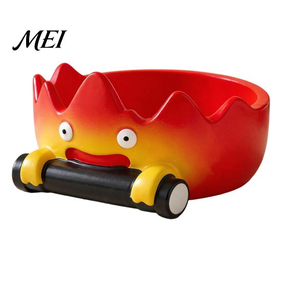 Decorative Entrance Table Ornament Cartoon Calcifer Flame Resin Storage Tray, Creative Fire-Shaped Catchall Birthday Gift for Anime Lovers Decor,