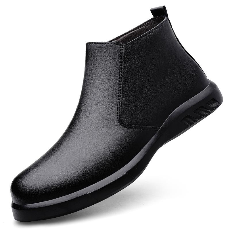 Men s High-Top Leather Chelsea Boots with Thickened Velvet for Autumn and Winter 41