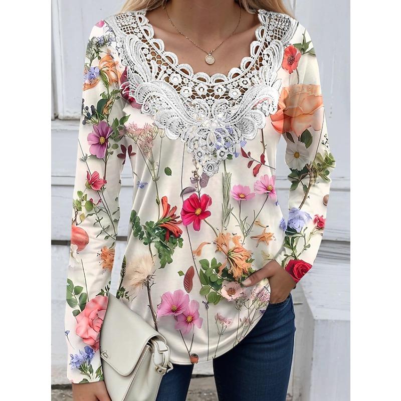 IHUASU Women's Fashion Casual Long Sleeve O-Neck Blouses & Shirts