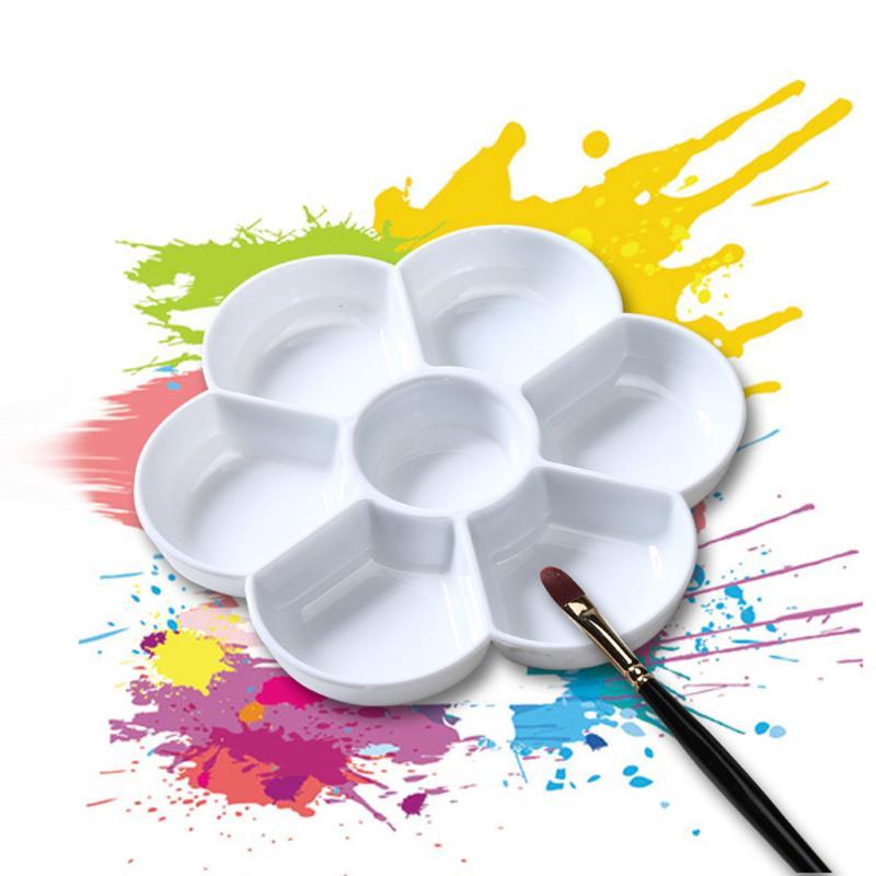 5Pcs 7-hole Plum Blossom Imitation Porcelain Watercolor Palette Art Painting Tray Oil Painting Palette Tray