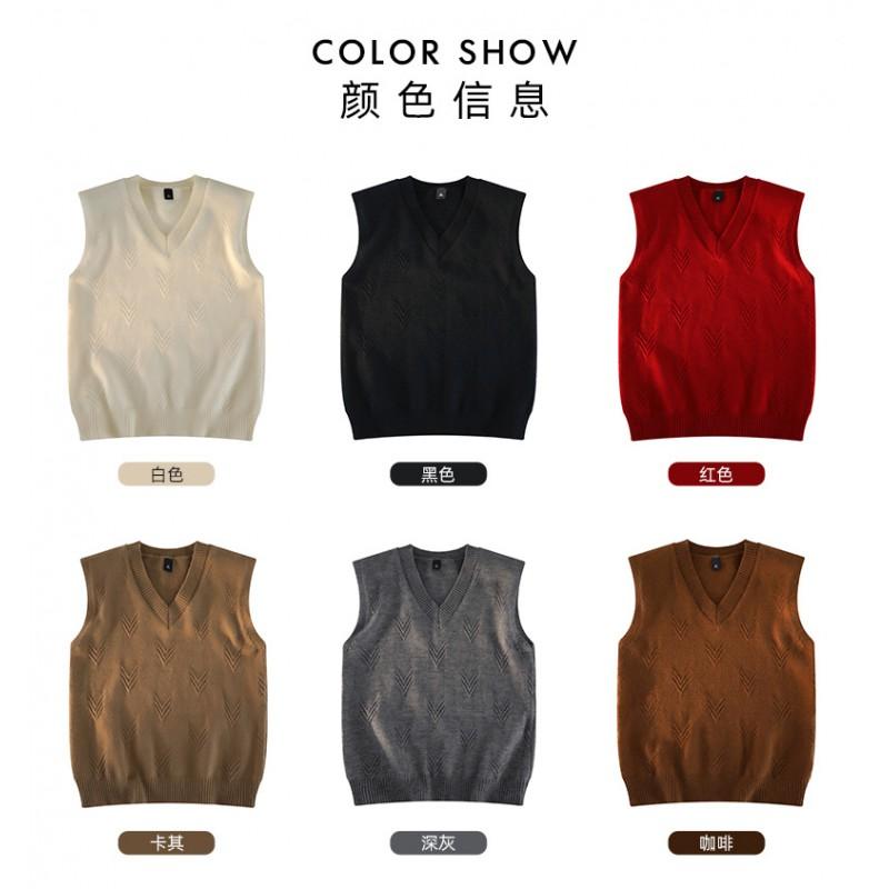 Mens V-Neck Knit Vest Lazy Style Sleeveless Sweater Retro Fashion Cardigan Layering