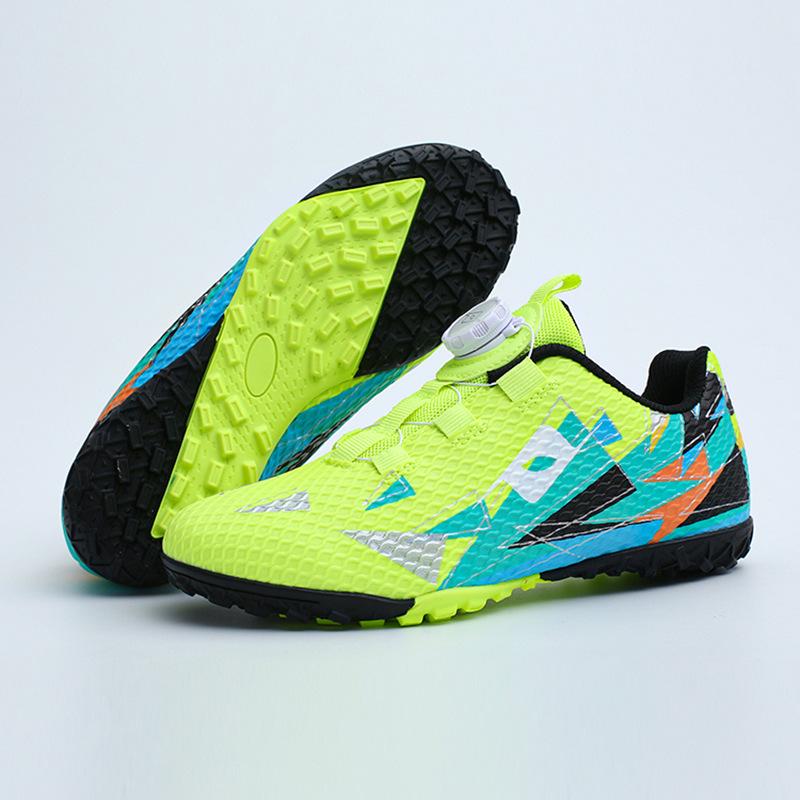 Rotary buckle football shoes breathable non-slip TF broken nails children and adolescents lawn flat game training shoes