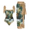 Swimsuit Women Plus Size Bikini Vintage Colorblock Abstract Floral Print Monokini Bikini Swimsuits Two Piece Tankini Set