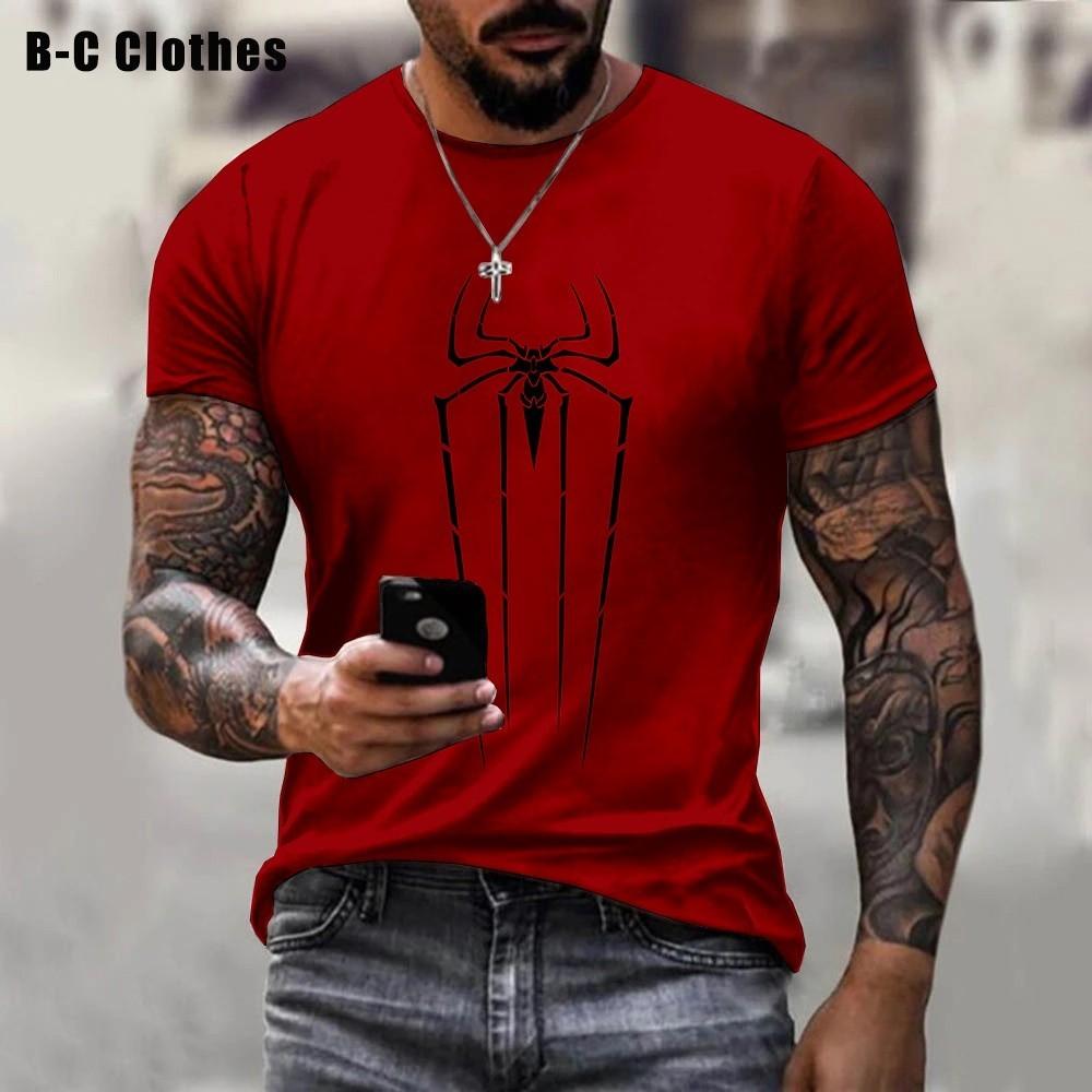 Summer, red spider, printed T-shirt, body spider, printed 3, t-shirt, cold man, short-sleeved spider-sleeved T-shirt