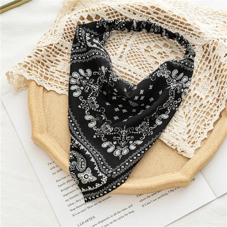 Bohemia Women Bandana Hair Scarf Summer Vintage Printted Chiffon Head Scarf Elastic Hair Bands Headwear Turban Femme