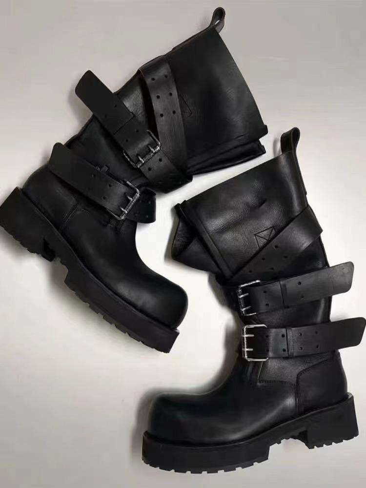 

Пряжка ремня в стиле ретро Bajia, ботинки Venom, лето 2025, новинка, широкое голенище, толстая подошва, увеличивающая рост, панк, ботинки-локомотивы 40