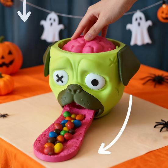 Yousheng Zombie Pug Candy Dispenser Fun Interactive Toy with Spring-Loaded Release Novelty Candy Gadget for Halloween Parties & Dog Lovers