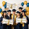 3Pcs Gold Diploma Shaped Graduation Foil Balloons, "Congrats Grad" Aluminum Balloons with Colorful Confetti Print, Graduation Party