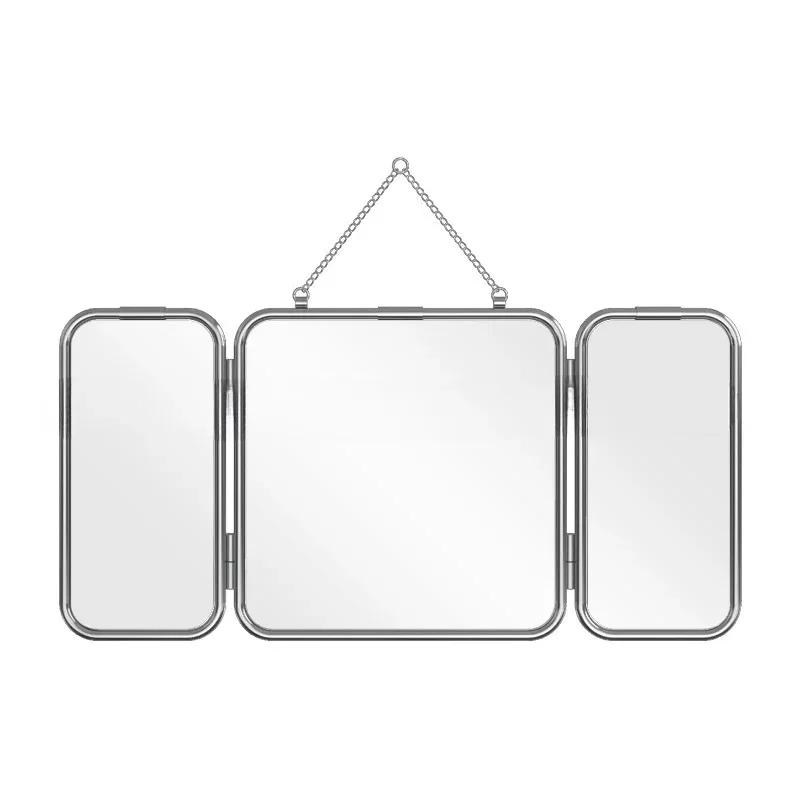 Square Modern Minimalist Metal Trifold Mirror