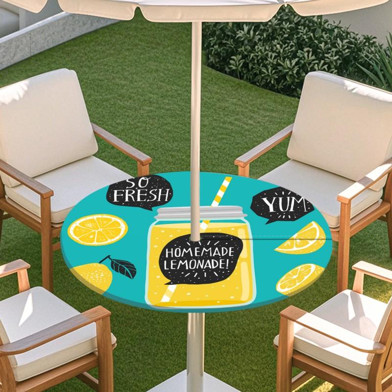 Outdoor Round Table Cover With Geometric Waterproof Elastic Hem Patio Garden Deck