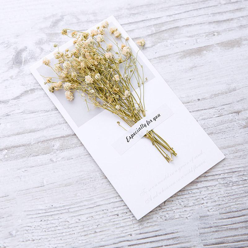 1pcs Gift Cards Wedding Invitation Starry Sky Dried Flowers Handwritten Blessing Birthday Thank You Mother's Day Gift Card