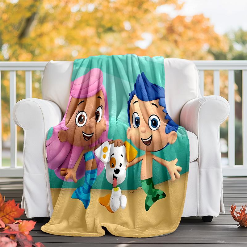1pc Bubble guppies1 Theme Blanket - Digital Print, Polyester, Cozy for All Seasons, Perfect for Outdoor, and Travel