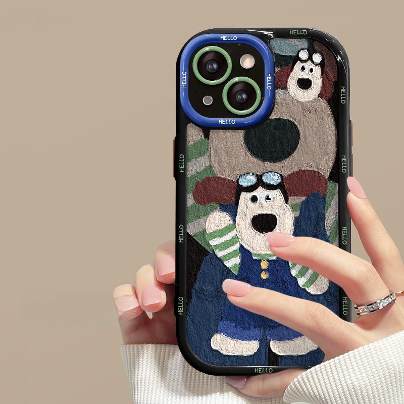 Applicable To Apple 14promax Mobile Phone Case IPhone 13/15 Oil Painting Cute Dog 11/12 Niche Xs/xr