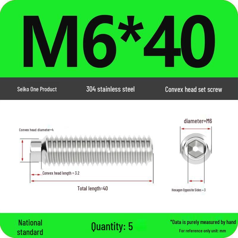 304 Stainless Steel Cup Point Grub Screw - Sizes M3 To M10