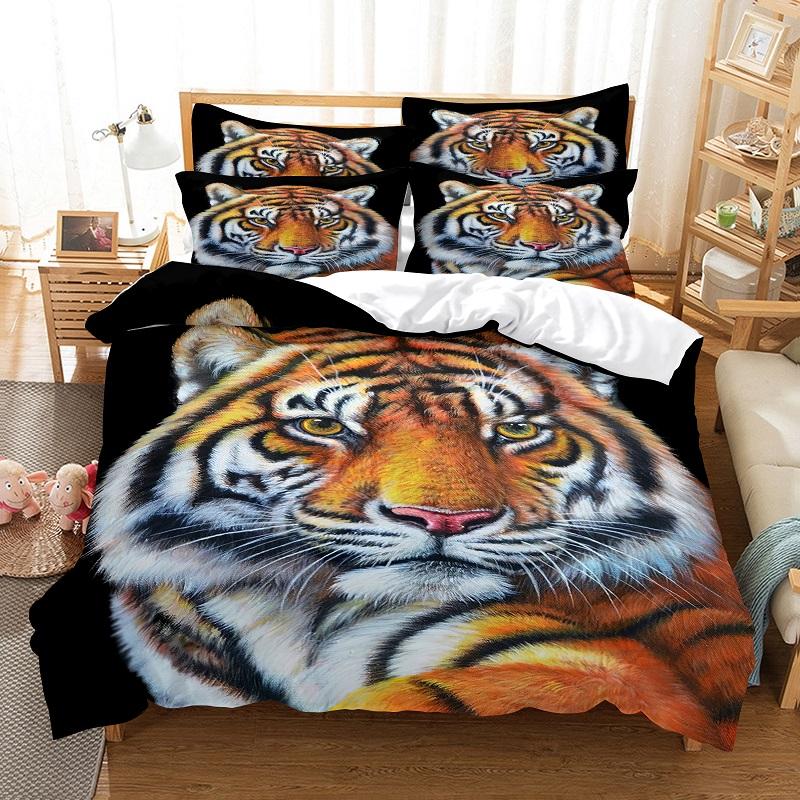

The Mighty Tiger Cotton Duvet Cover 220X240 Winter Comforter Sets Duvets Covers Bedding Set Queen Size Couple Bed Quilt Double EU Single(135*200cm)3pcs
